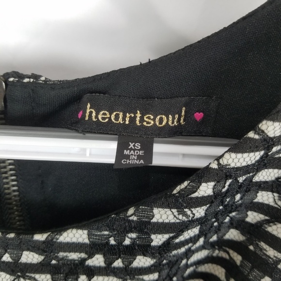 HeartSoul Dress XS Striped Sleeveless Fit n Flare Mini with Lace Overlay - Picture 2 of 6